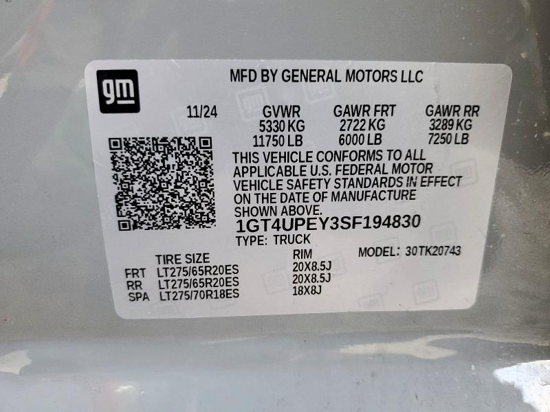 2025 GMC SIERRA K25 1GT4UPEY3SF194830