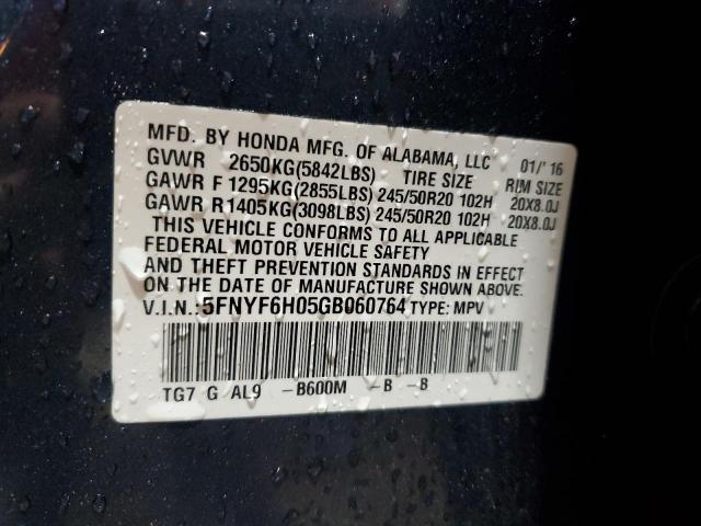 2016 HONDA PILOT ELIT 5FNYF6H05GB060764