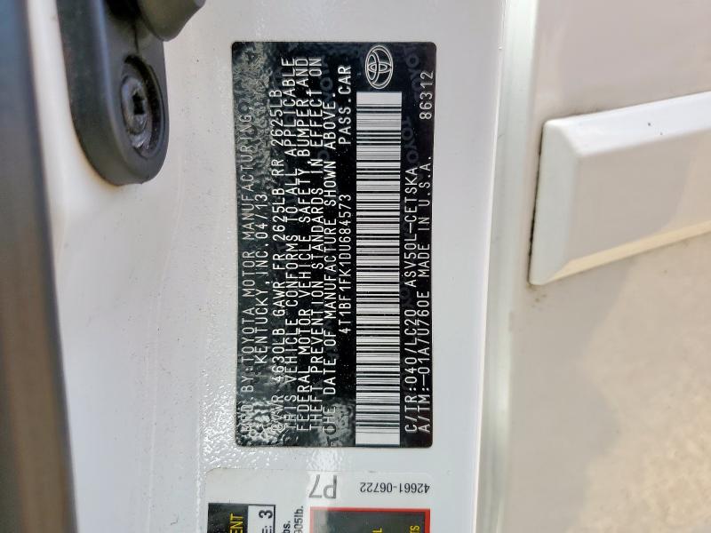 4T1BF1FK1DU684573 2013 TOYOTA CAMRY