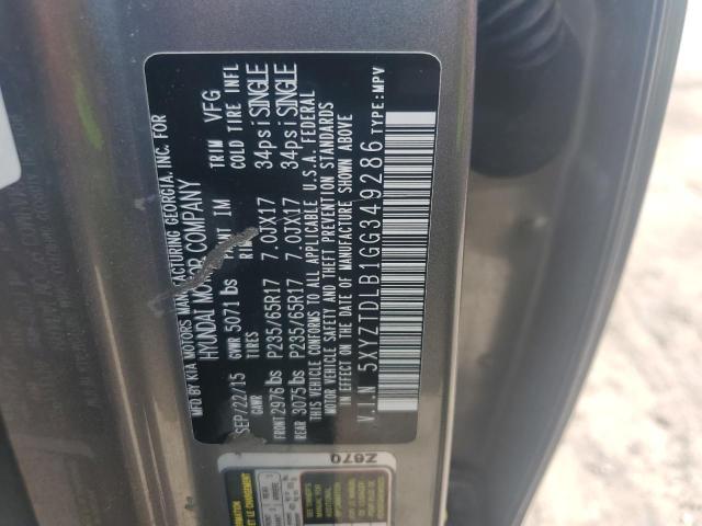 2016 HYUNDAI SANTA FE S 5XYZTDLB1GG349286