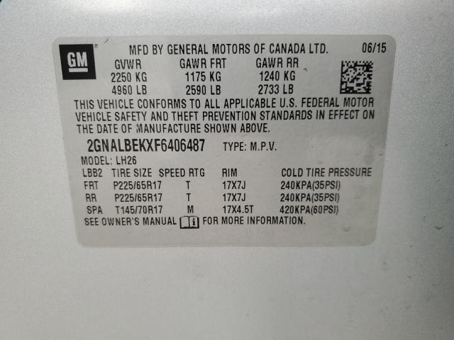 2015 CHEVROLET EQUINOX LT 2GNALBEKXF6406487