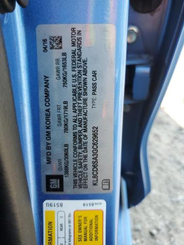 2016 CHEVROLET SPARK 1LT KL8CD6SA3GC629652
