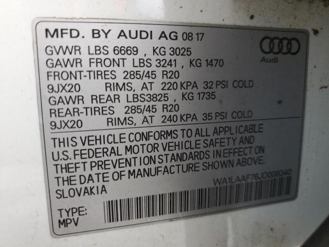 2018 AUDI Q7 PREMIUM PLUS WA1LAAF76JD008340