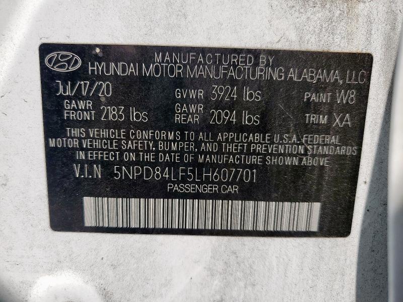 2020 HYUNDAI ELANTRA SE 5NPD84LF5LH607701