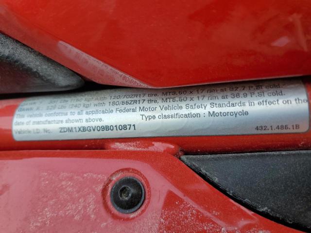 2009 DUCATI 848 ZDM1XBGV09B010871
