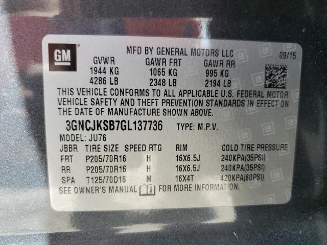 2016 CHEVROLET TRAX LS 3GNCJKSB7GL137736