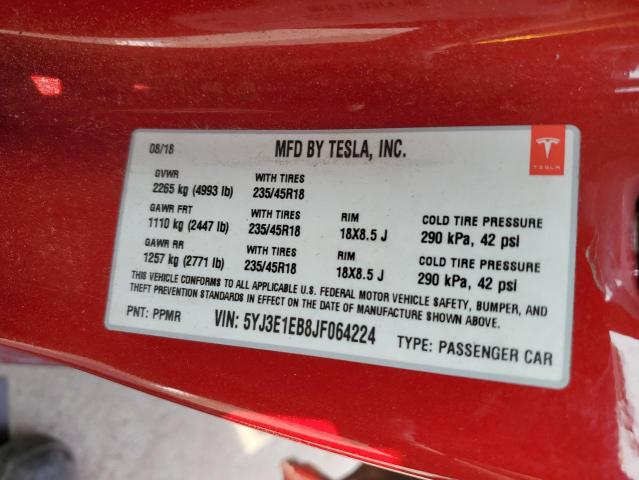 2018 TESLA MODEL 3 5YJ3E1EB8JF064224