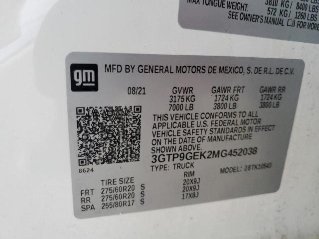 2021 GMC SIERRA K15 3GTP9GEK2MG452038