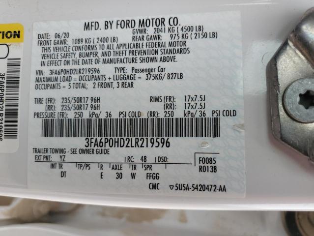 2020 FORD FUSION SE - 3FA6P0HD2LR219596