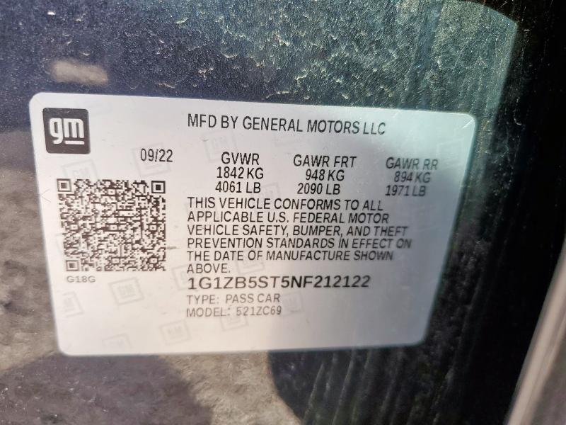 2022 CHEVROLET MALIBU LS 1G1ZB5ST5NF212122