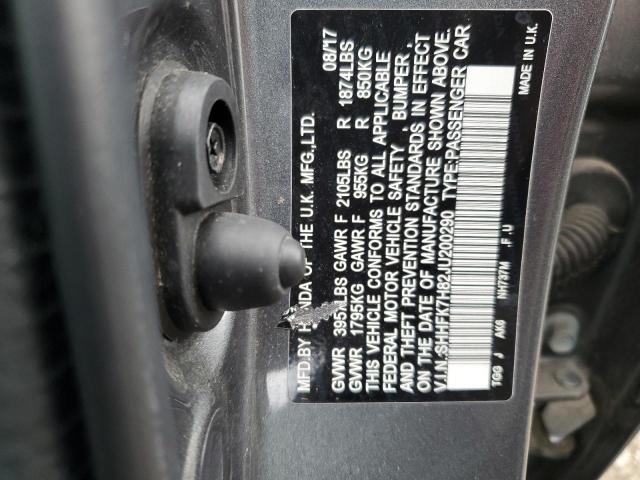 2018 HONDA CIVIC EXL SHHFK7H82JU200290
