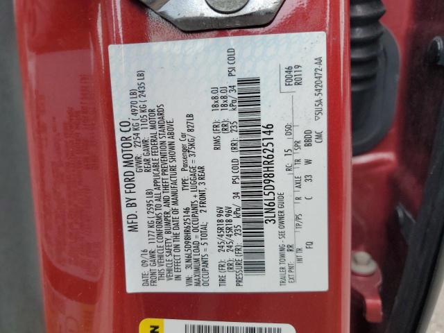 2017 LINCOLN MKZ SELECT 3LN6L5D98HR625146