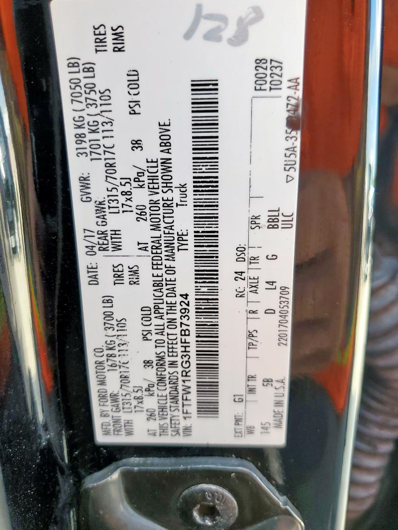 2017 FORD F150 RAPTO 1FTFW1RG3HFB73924