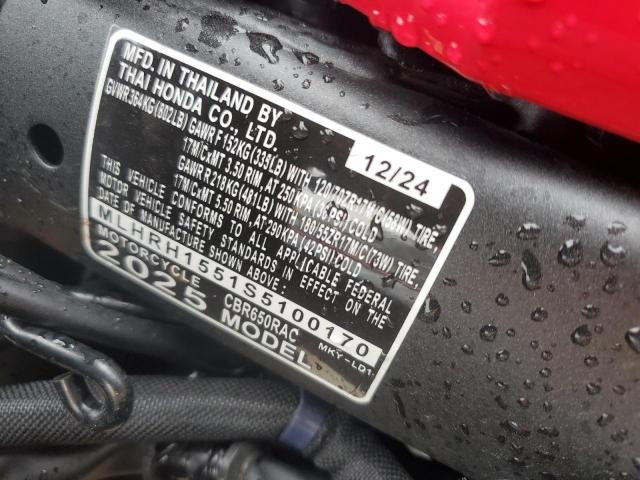 2025 HONDA CBR650 R MLHRH1551S5100170