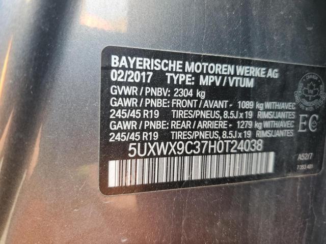 2017 BMW X3 XDRIVE2 5UXWX9C37H0T24038