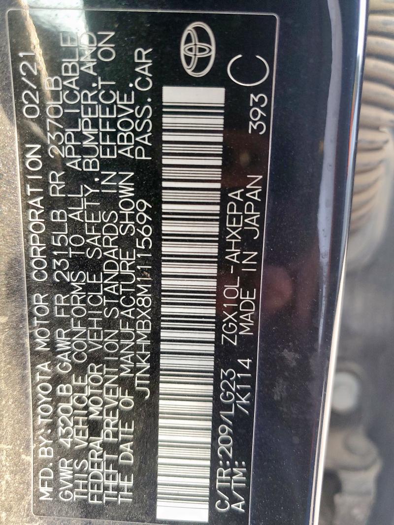 2021 TOYOTA C-HR XLE JTNKHMBX8M1115699