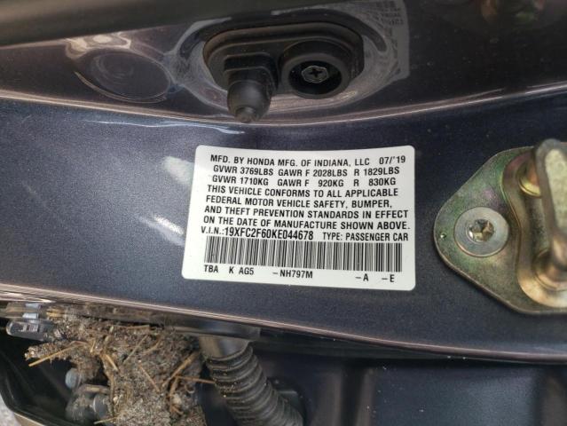 2019 HONDA CIVIC LX 19XFC2F60KE044678