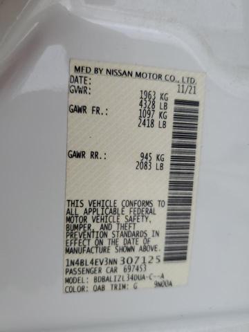 2022 NISSAN ALTIMA SL 1N4BL4EV3NN307125