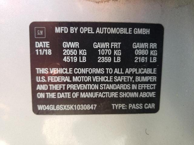 2019 BUICK REGAL PREF W04GL6SX5K1030847