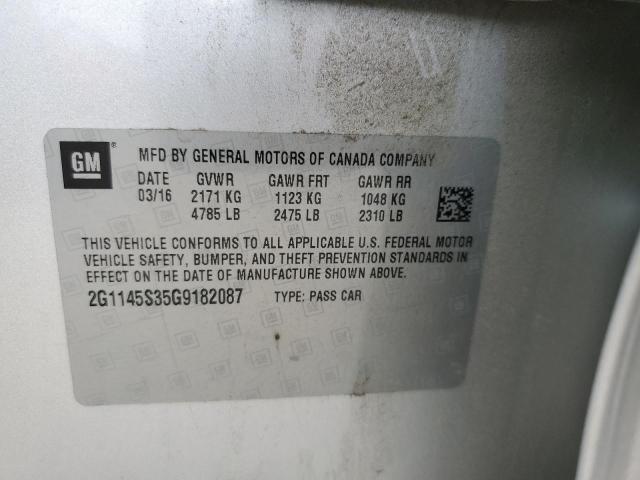 2016 CHEVROLET IMPALA LTZ 2G1145S35G9182087