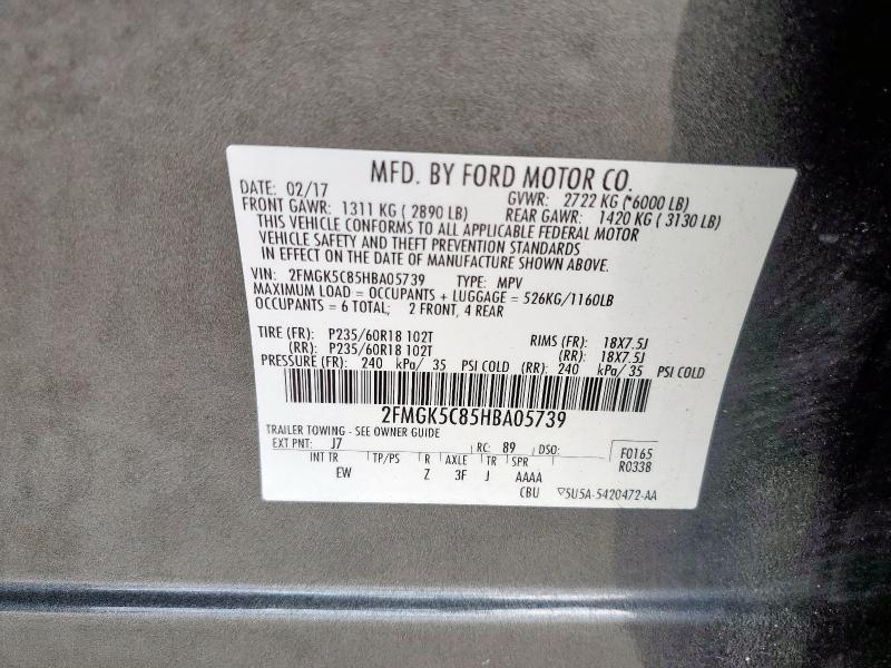 2017 FORD FLEX SEL - 2FMGK5C85HBA05739