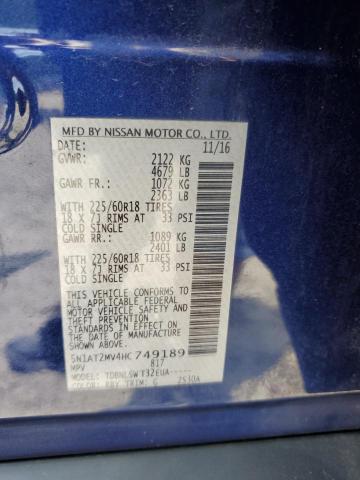 2017 NISSAN ROGUE SV - 5N1AT2MV4HC749189