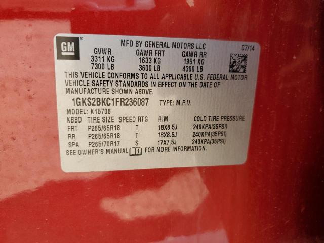 2015 GMC YUKON SLT - 1GKS2BKC1FR236087