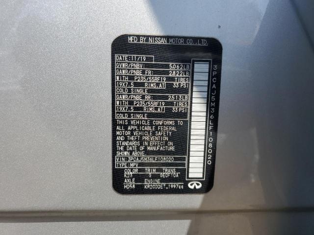 2020 INFINITI QX50 PURE 3PCAJ5M36LF108020