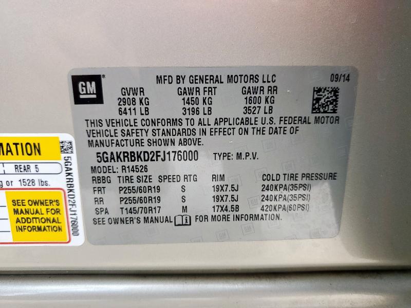 2015 BUICK ENCLAVE - 5GAKRBKD2FJ176000