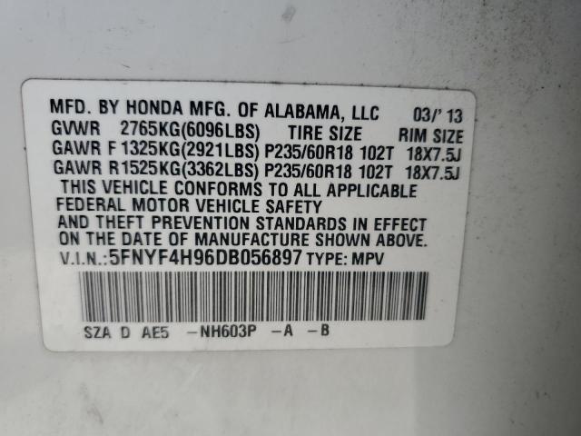 2013 HONDA PILOT TOUR - 5FNYF4H96DB056897