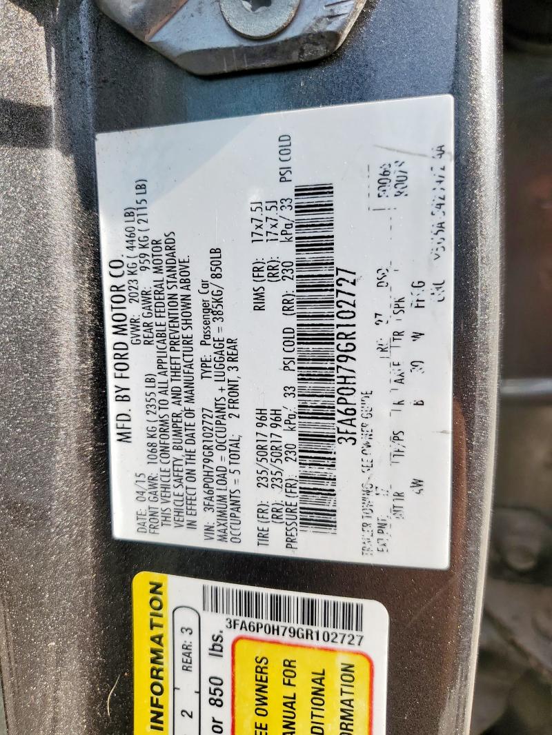 2016 FORD FUSION SE - 3FA6P0H79GR102727