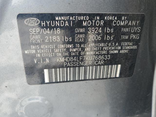 2019 HYUNDAI ELANTRA SE KMHD84LF7KU768633