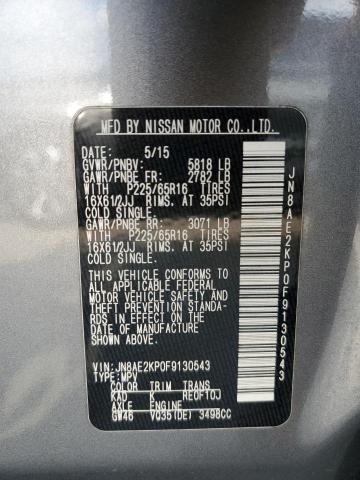 2015 NISSAN QUEST S JN8AE2KP0F9130543