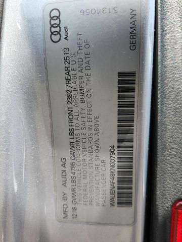 2019 AUDI A4 PREMIUM WAUENAF48KN007904