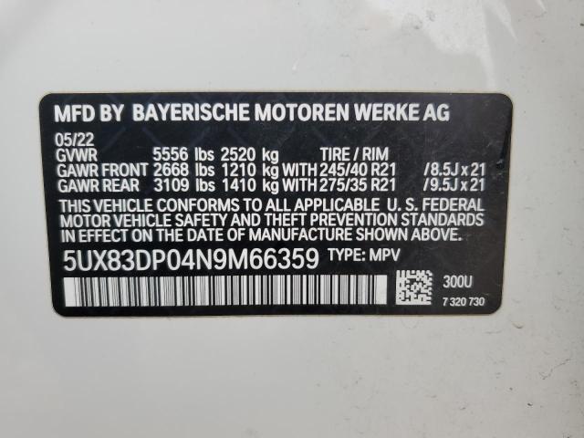 2022 BMW X3 M40I 5UX83DP04N9M66359
