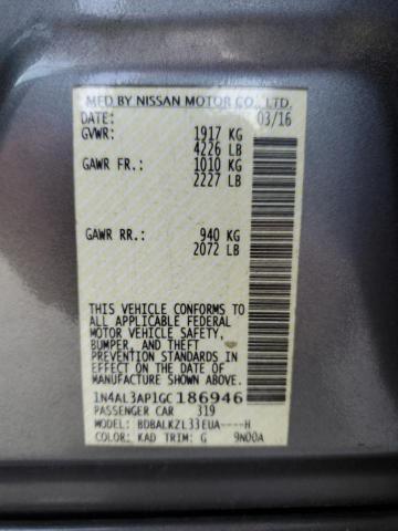 2016 NISSAN ALTIMA 2.5 - 1N4AL3AP1GC186946