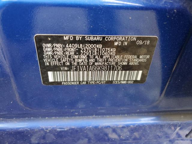2019 SUBARU WRX JF1VA1A66K9811706