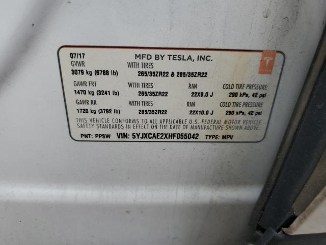 2017 TESLA MODEL X 5YJXCAE2XHF055042