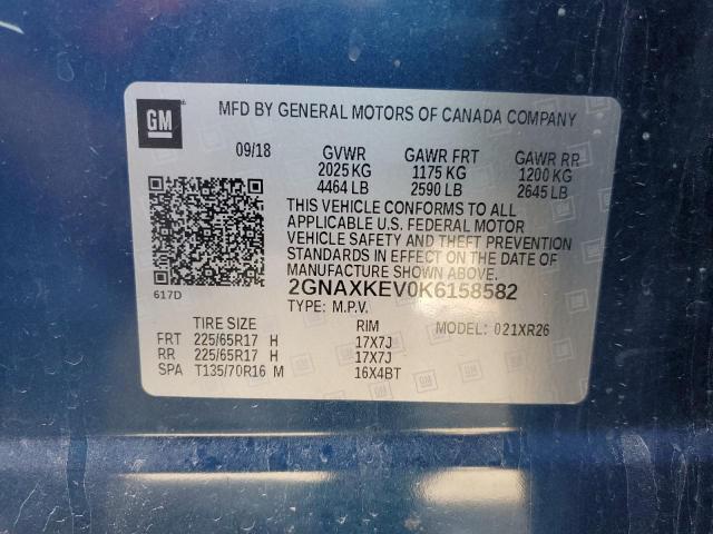 2019 CHEVROLET EQUINOX LT 2GNAXKEV0K6158582