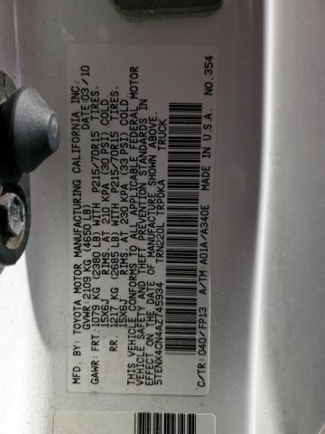 2010 TOYOTA TACOMA - 5TENX4CN4AZ745934