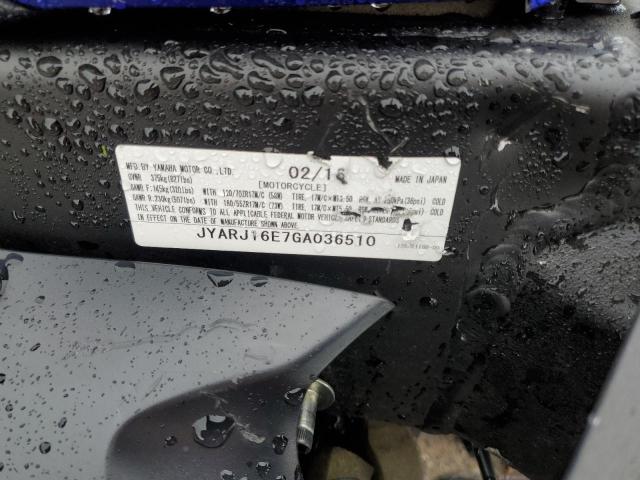 2016 YAMAHA YZFR6 JYARJ16E7GA036510