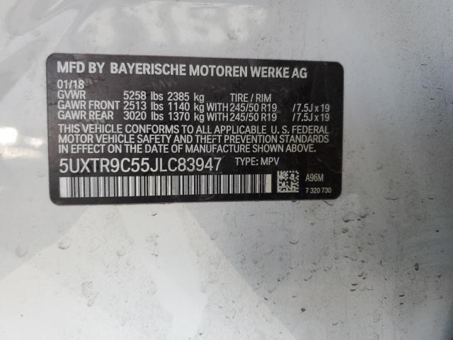 2018 BMW X3 XDRIVE3 5UXTR9C55JLC83947