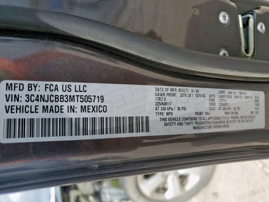 2021 JEEP COMPASS LA - 3C4NJCBB3MT505719