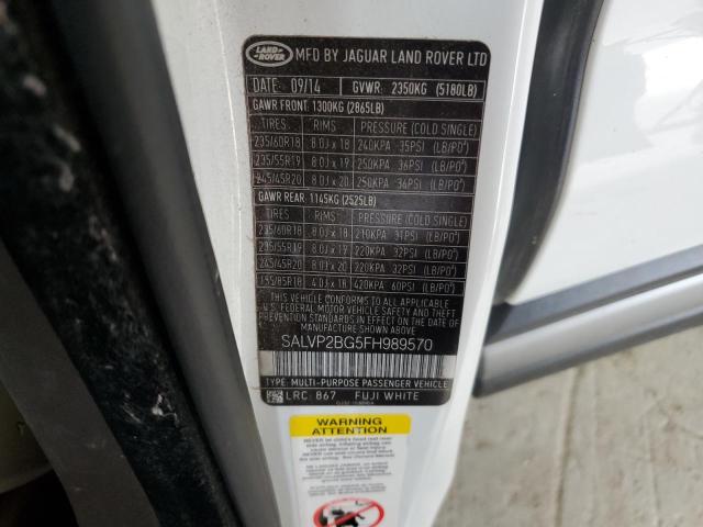2015 LAND ROVER RANGE ROVE - SALVP2BG5FH989570