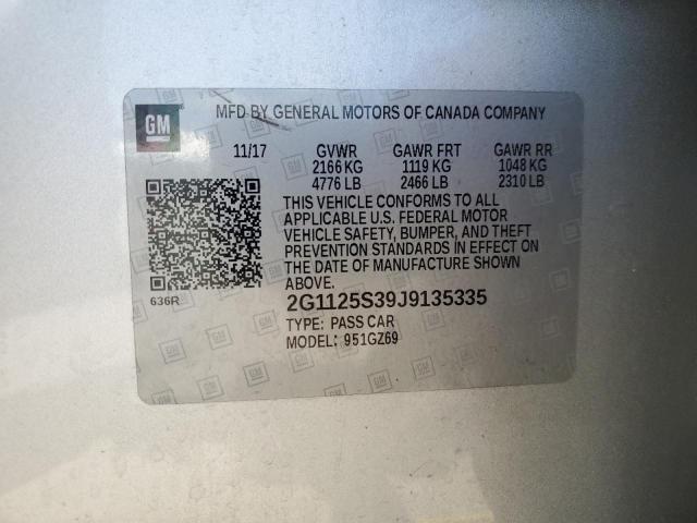 2018 CHEVROLET IMPALA PRE 2G1125S39J9135335