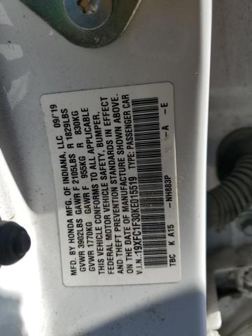 2019 HONDA CIVIC EX 19XFC1F30KE015519
