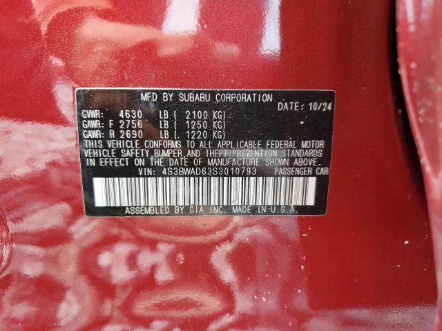 2025 SUBARU LEGACY PRE 4S3BWAD63S3010793