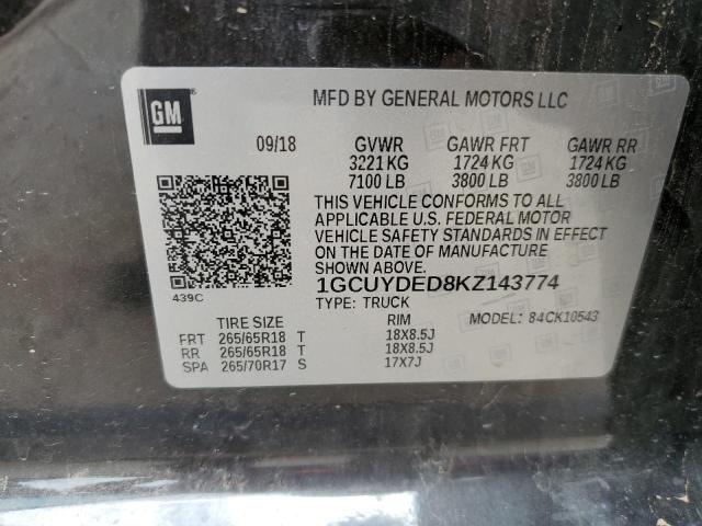 2019 CHEVROLET SILVERADO 1GCUYDED8KZ143774