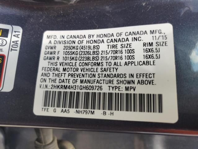 2016 HONDA CR-V LX 2HKRM4H31GH609726