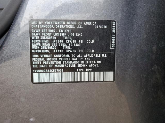 2018 VOLKSWAGEN ATLAS SEL - 1V2NR2CA6JC597939